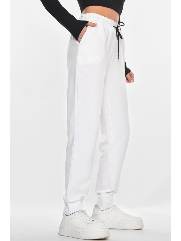 Спортивные штаны женские однотонные белого цвета 362 210973C