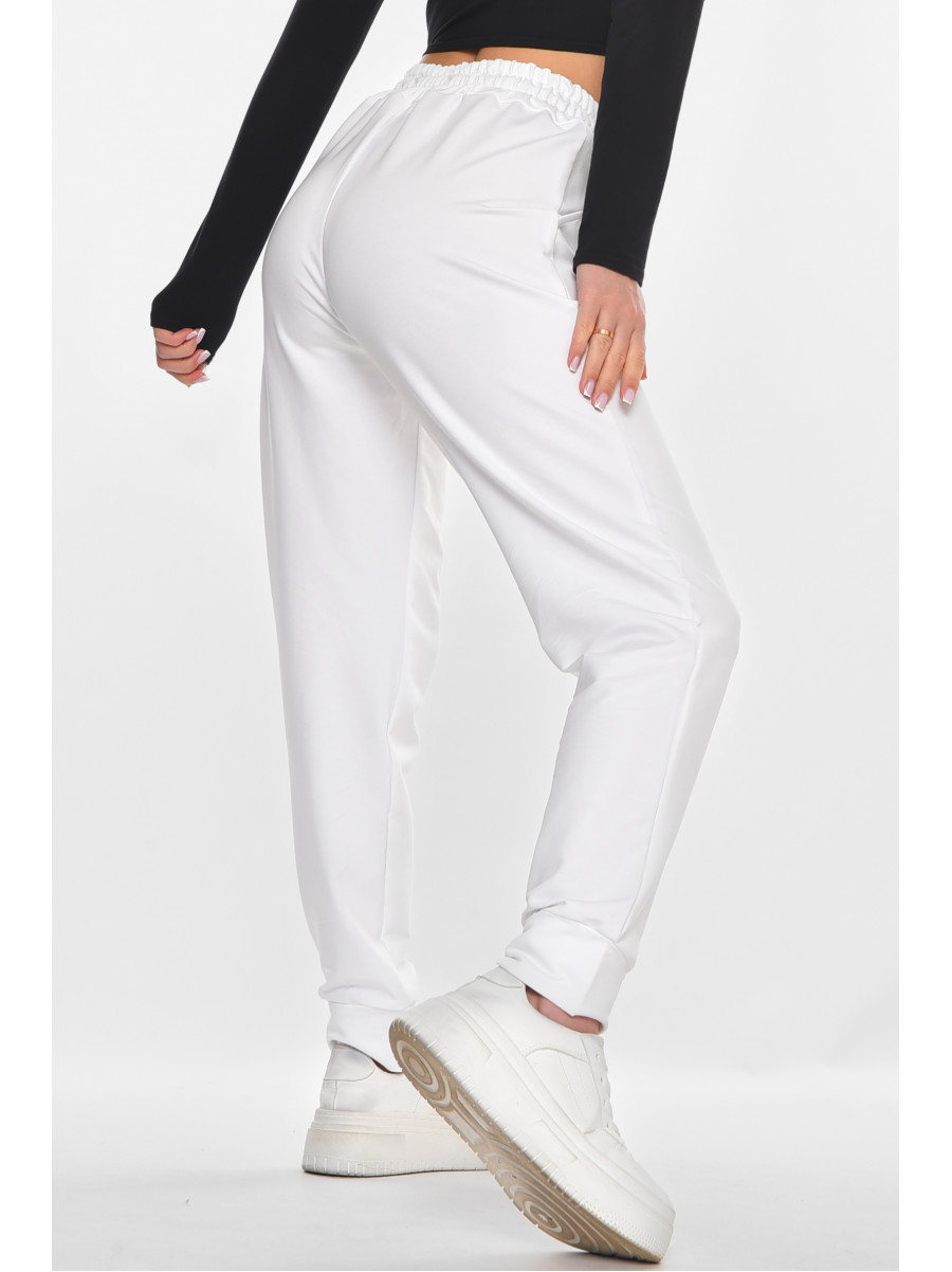Спортивные штаны женские однотонные белого цвета 362 210973C