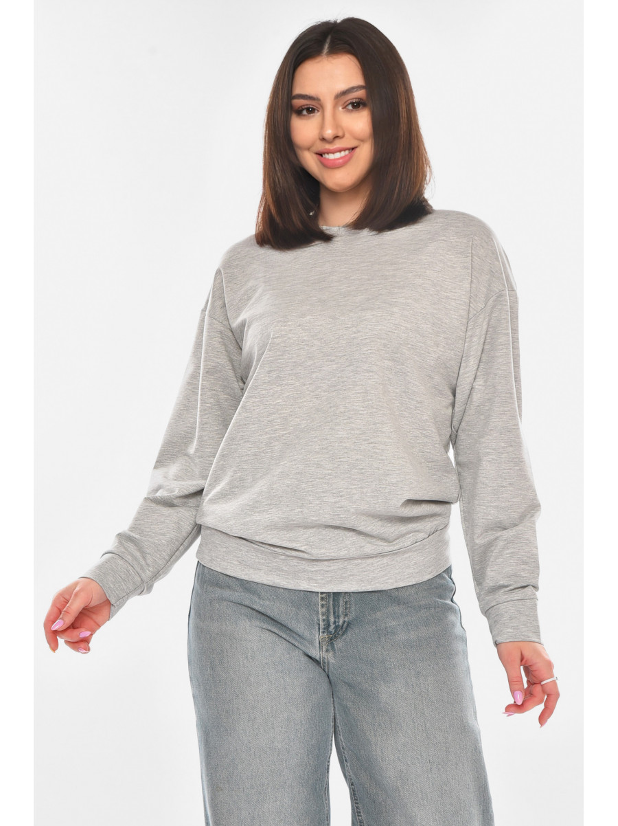 Свитшот женский однотонный серого цвета 363 210974C