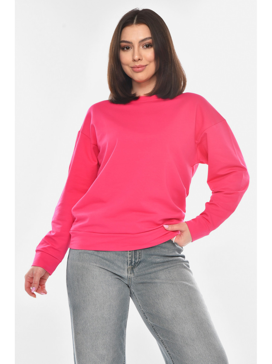 Свитшот женский однотонный малинового цвета 363 210979C