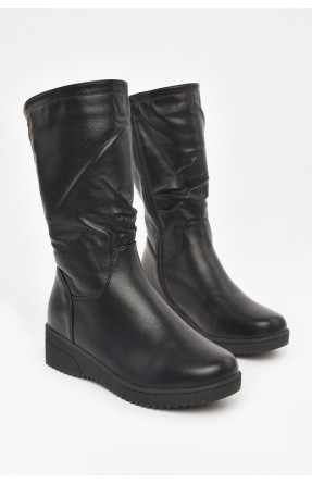 Напівчоботи жіночі зимові чорного кольору на хутрі 374 210984C Напівчоботи жіночі зимові чорного кольору на хутрі 374 210984C