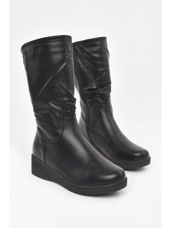 Полусапоги женские зимние черного цвета на меху 374 210984C