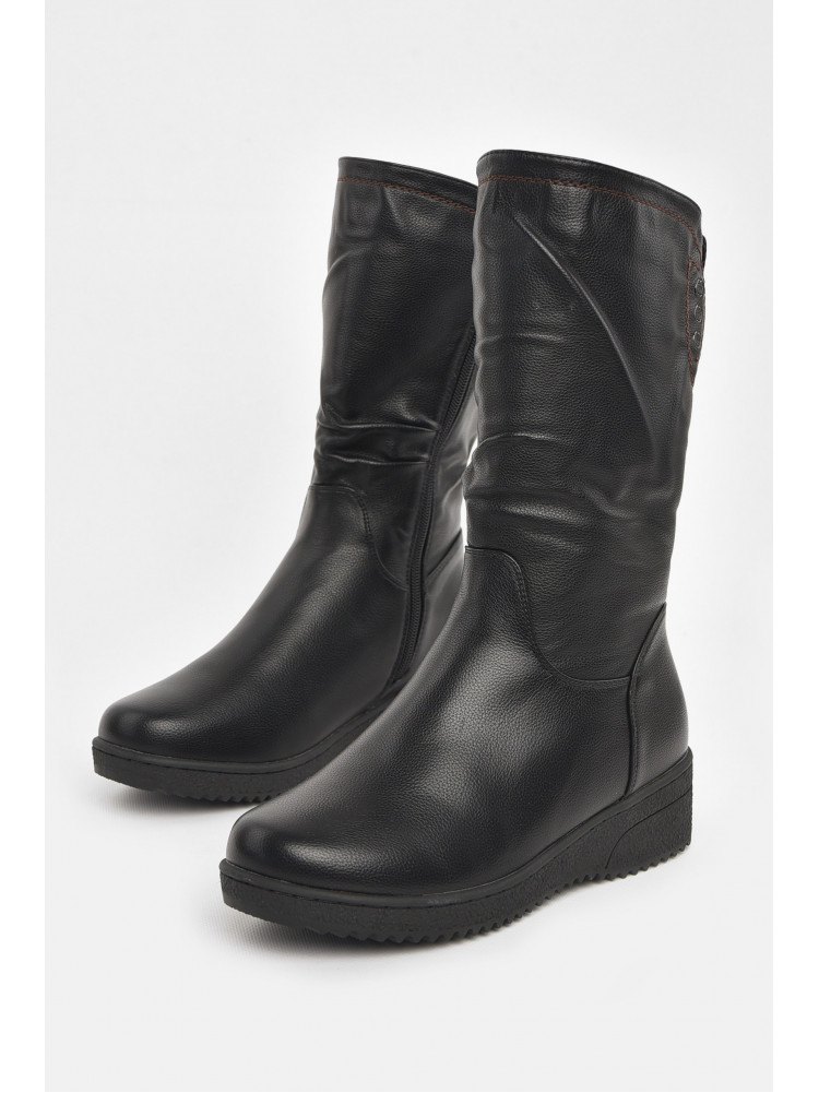 Полусапоги женские зимние черного цвета на меху 374 210984C