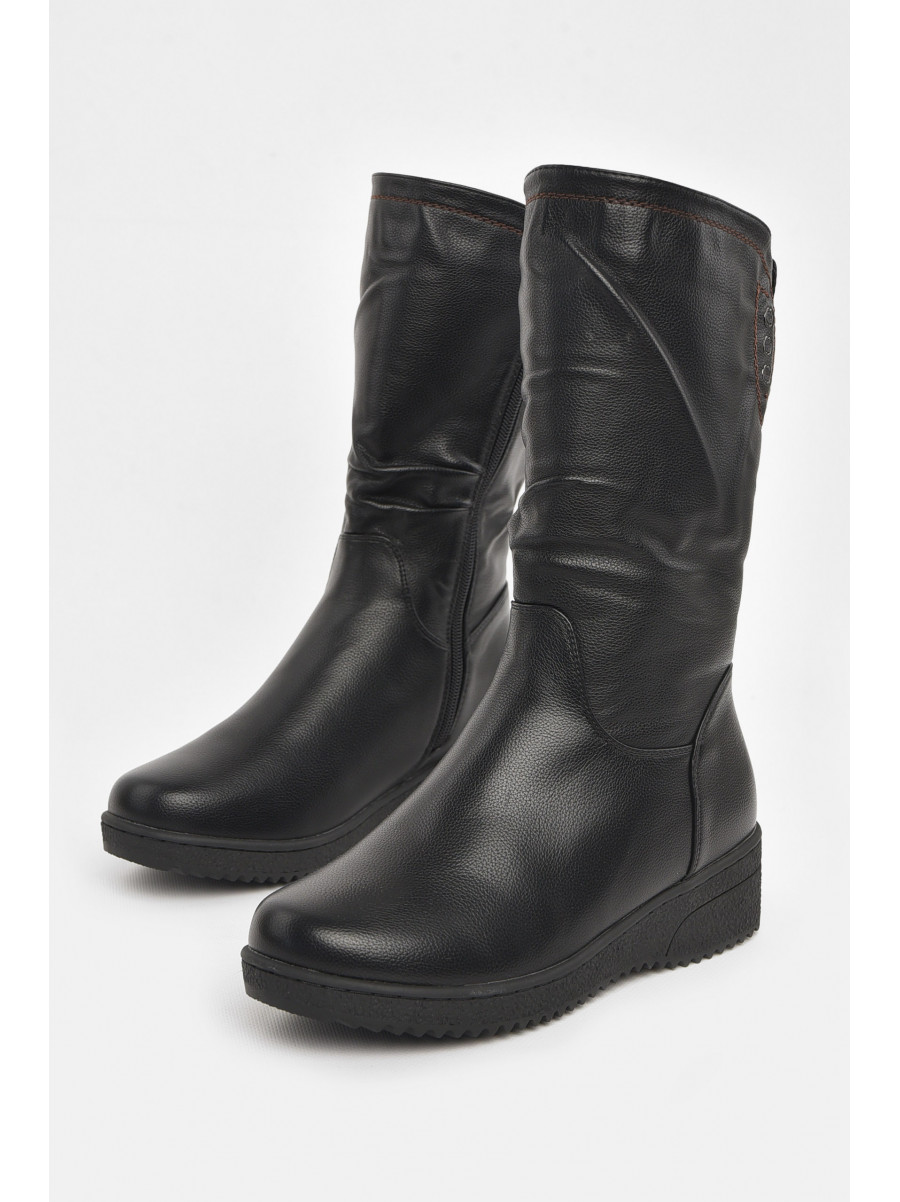 Полусапоги женские зимние черного цвета на меху 374 210984C