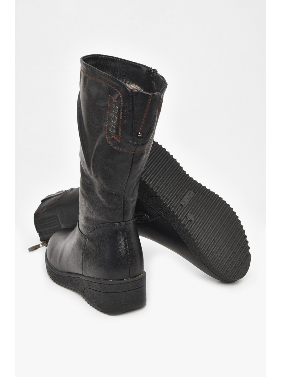 Полусапоги женские зимние черного цвета на меху 374 210984C