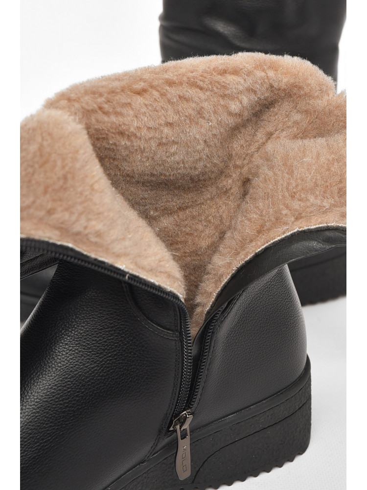 Полусапоги женские зимние черного цвета на меху 374 210984C