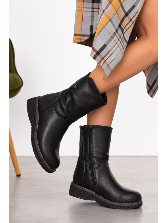 Полусапоги женские зимние черного цвета на меху 607-4 210985C