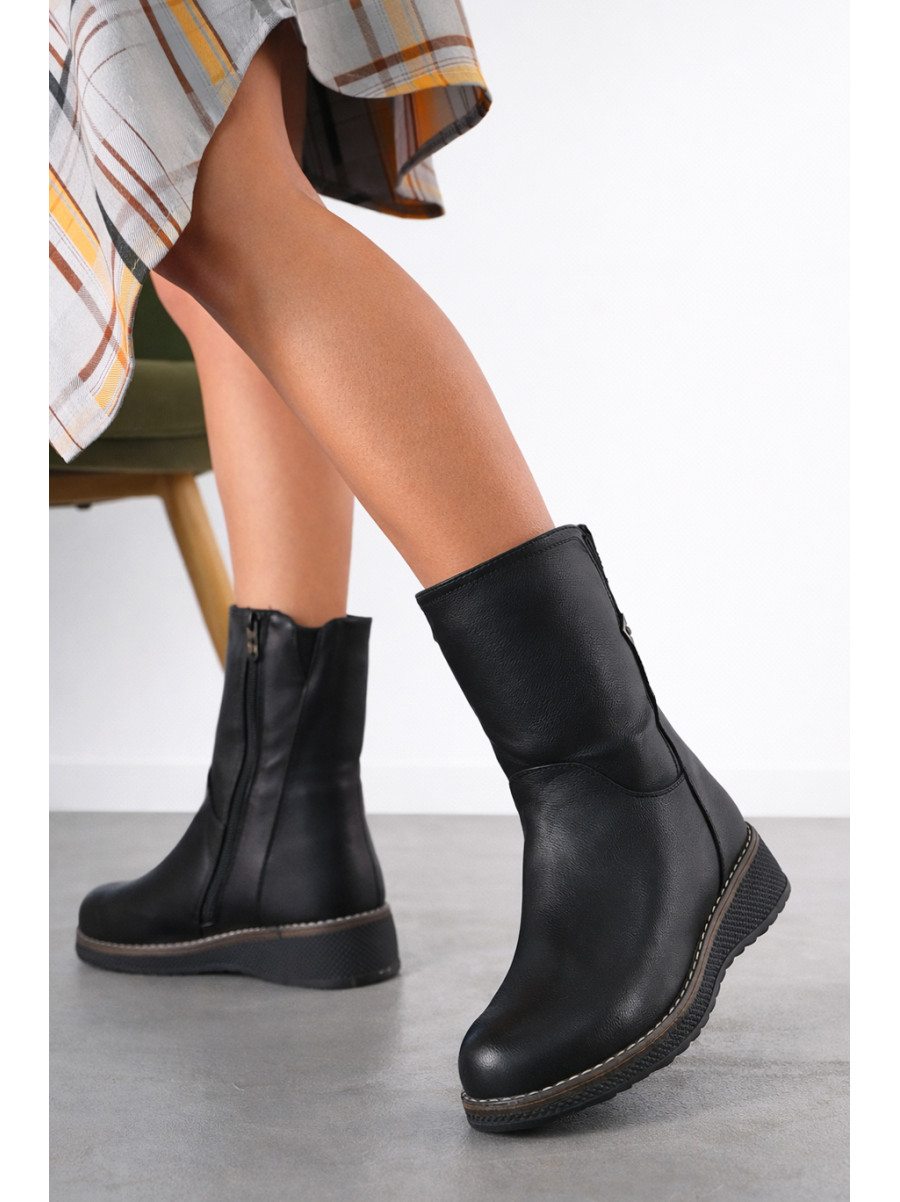 Полусапоги женские зимние черного цвета на меху 607-4 210985C