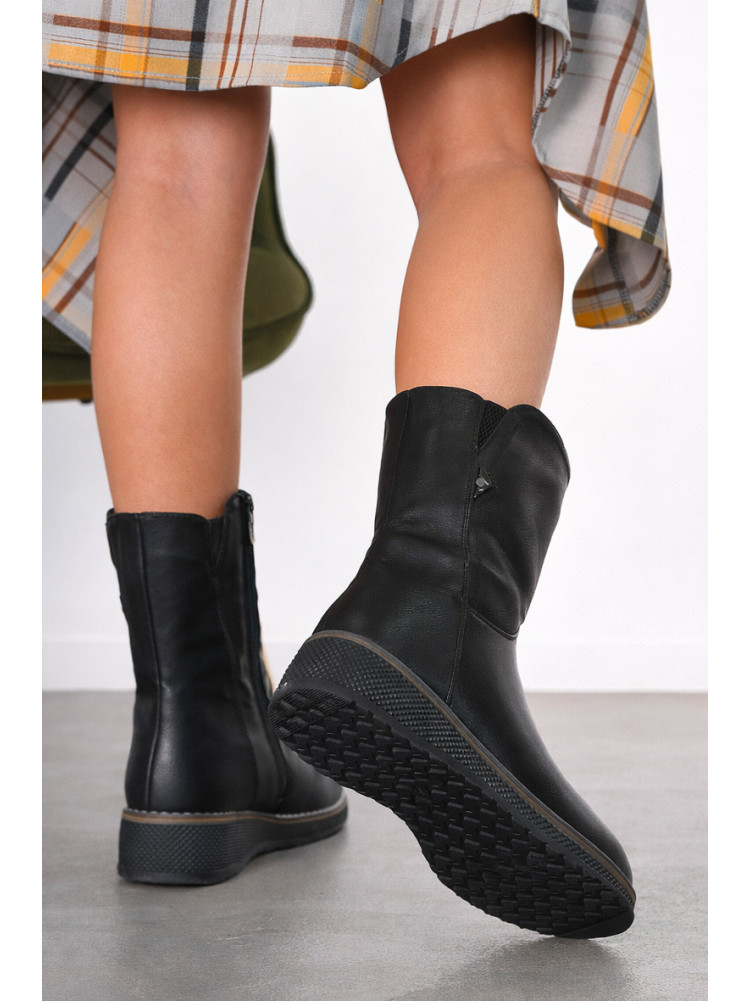 Полусапоги женские зимние черного цвета на меху 607-4 210985C