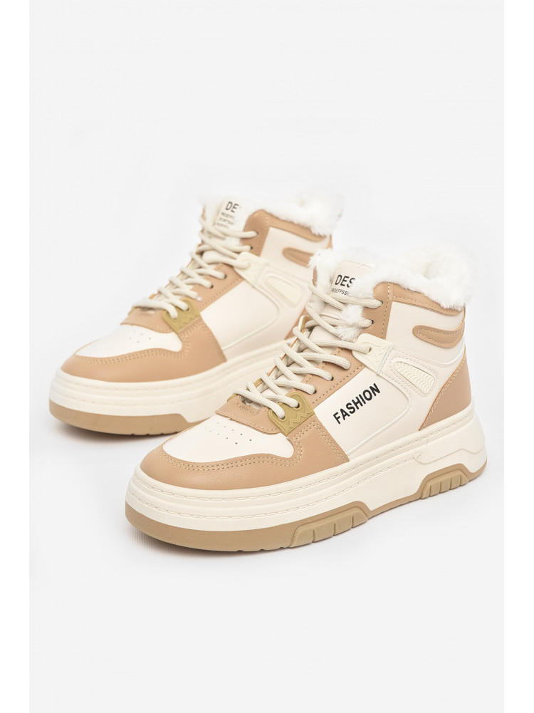 Кроссовки женские бело-бежевого цвета зима 2024-1-2 210988C