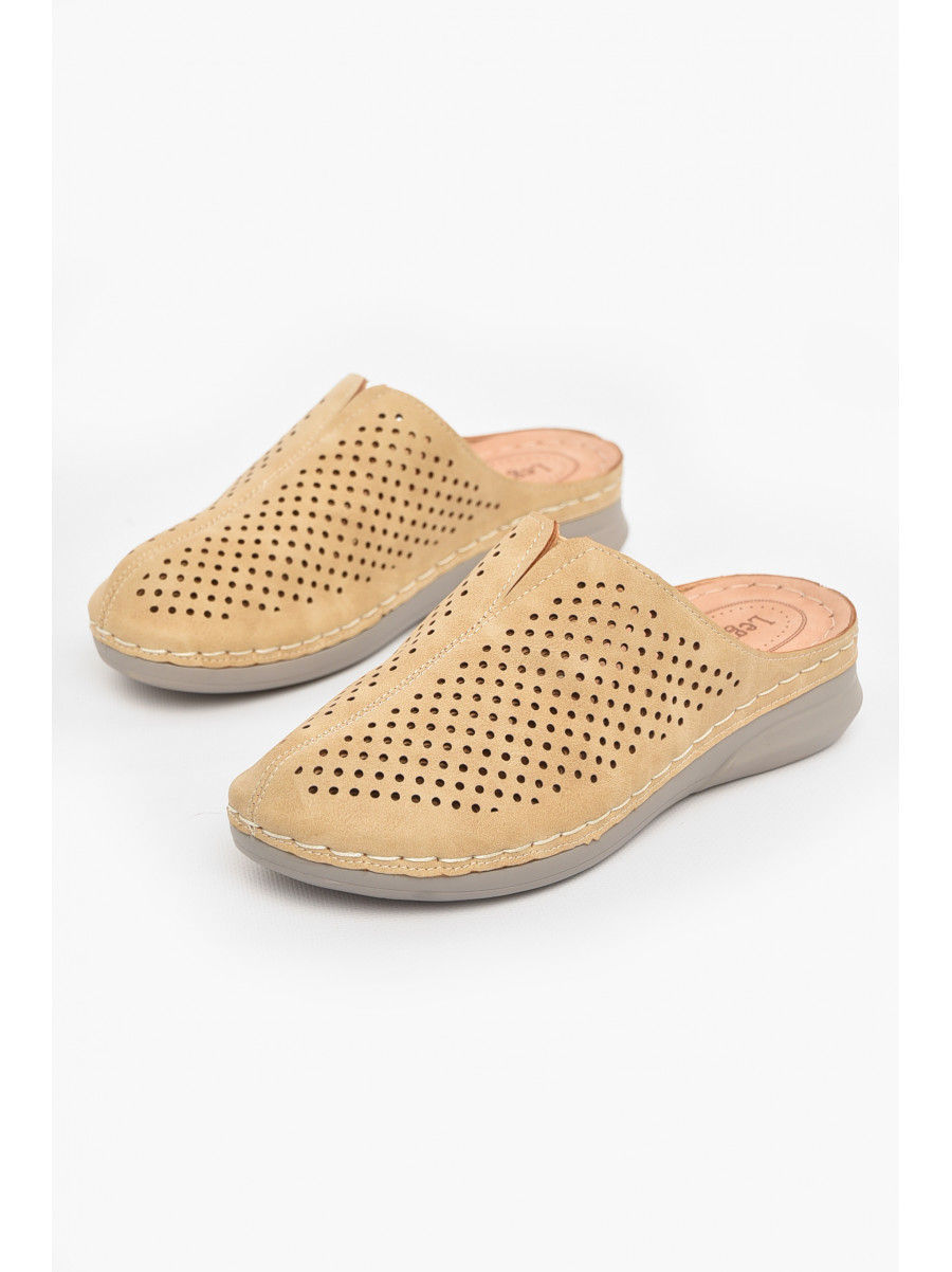 Шлепки женские бежевого цвета 610-3 210991C