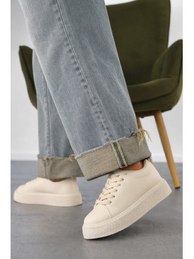 Кроссовки женские бежевого цвета на шнуровке 2023-30-3 210995C Кроссовки женские бежевого цвета на шнуровке 2023-30-3 210995C