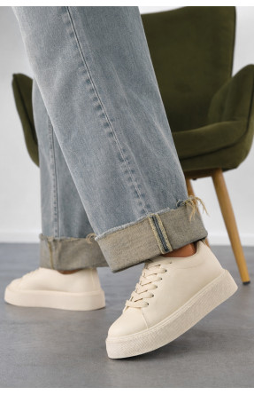 Кроссовки женские бежевого цвета на шнуровке 2023-30-3 210995C