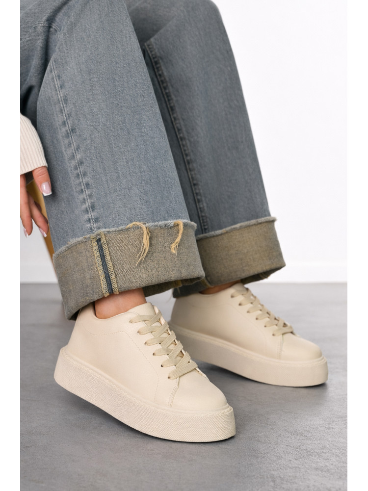 Кроссовки женские бежевого цвета на шнуровке 2023-30-3 210995C