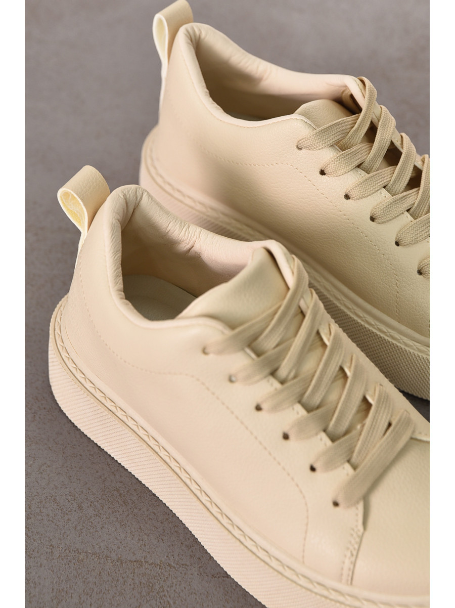 Кроссовки женские бежевого цвета на шнуровке 2023-30-3 210995C