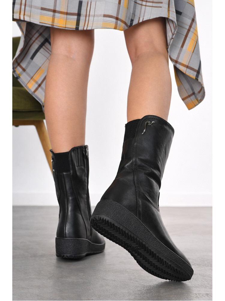 Полусапоги женские зимние черного цвета на меху 386 211007C