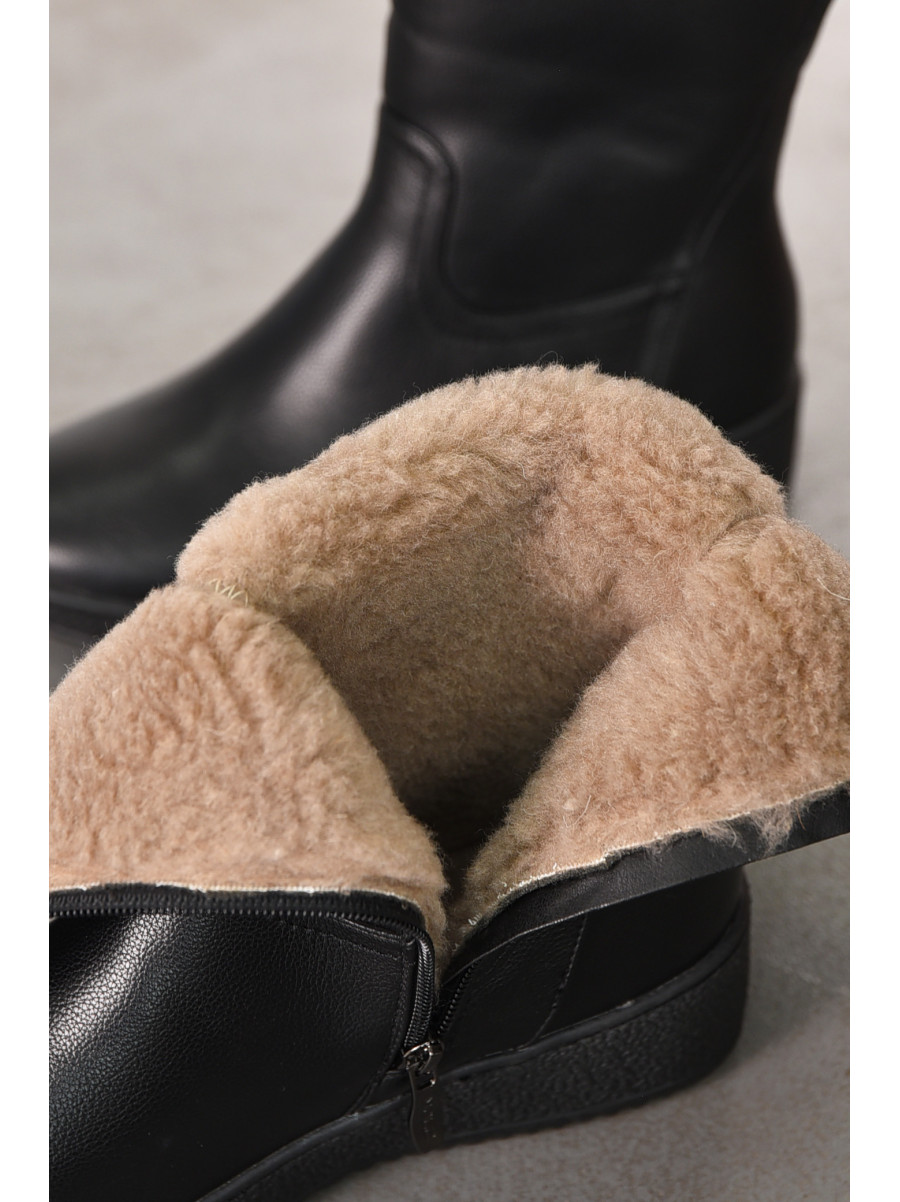 Полусапоги женские зимние черного цвета на меху 386 211007C