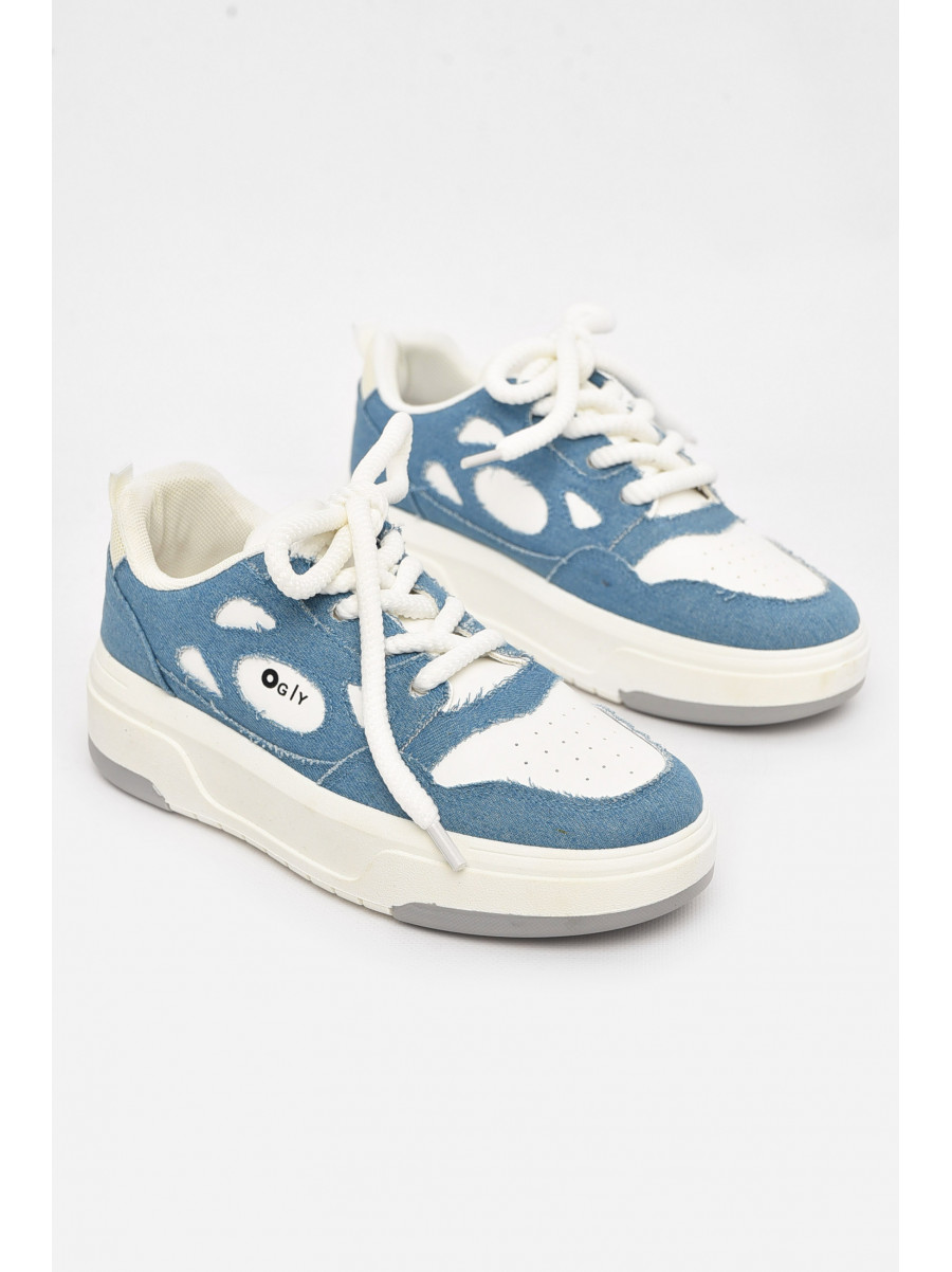 Кроссовки женские синего цвета на шнуровке 2024-13-2 211020C