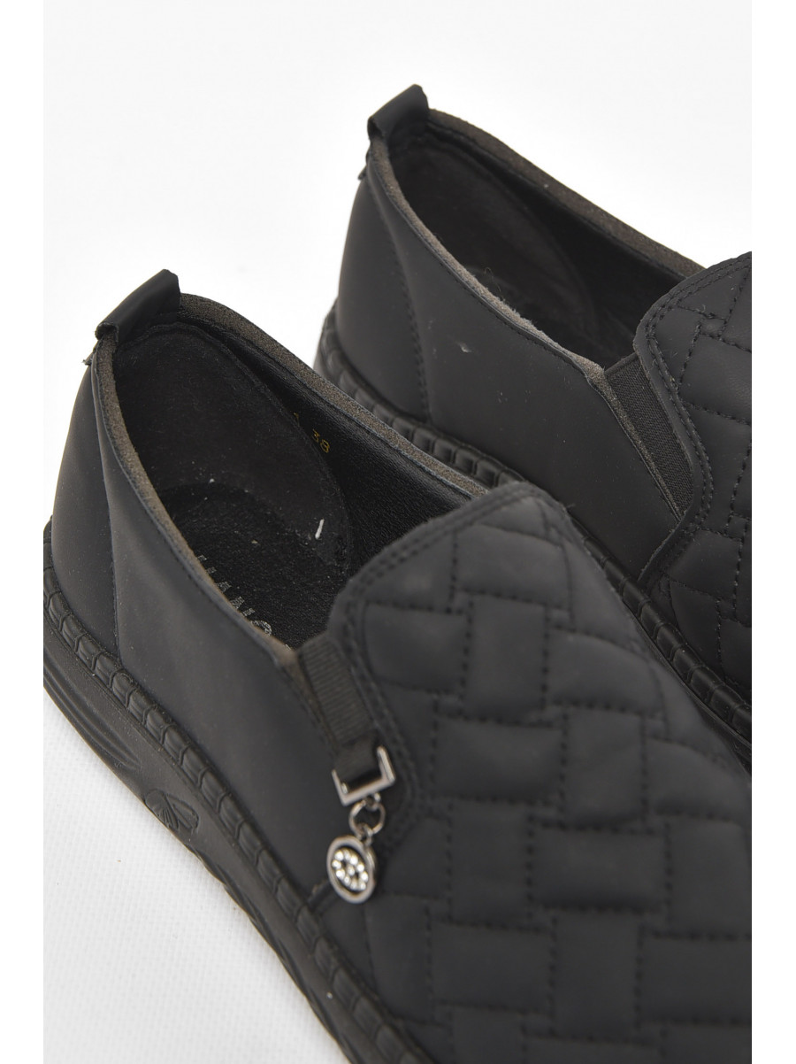 Мокасины женские черного цвета 202-1 211025C