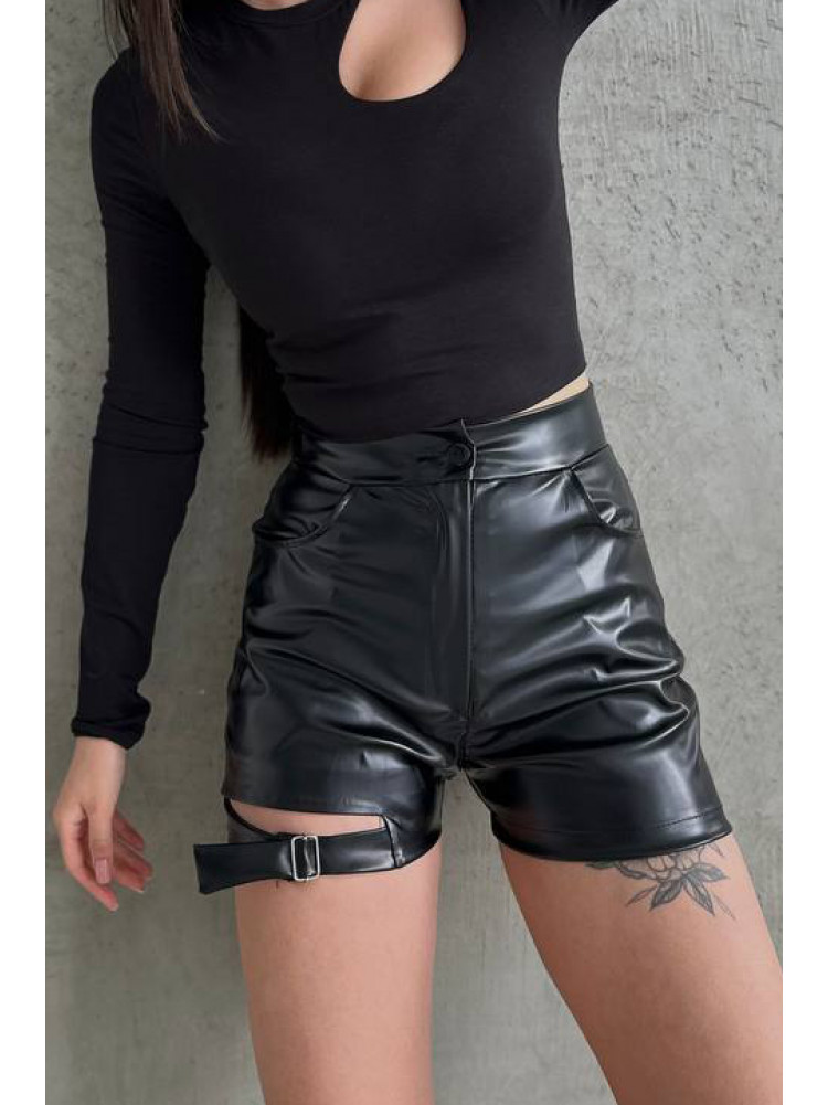 Шорты женские эко-кожа черного цвета 207 211028C