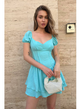 Платье-комбинезон с шортами женское голубого цвета 004 211039C