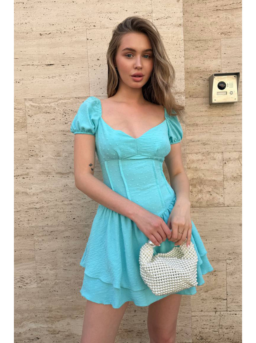 Платье-комбинезон с шортами женское голубого цвета 004 211039C