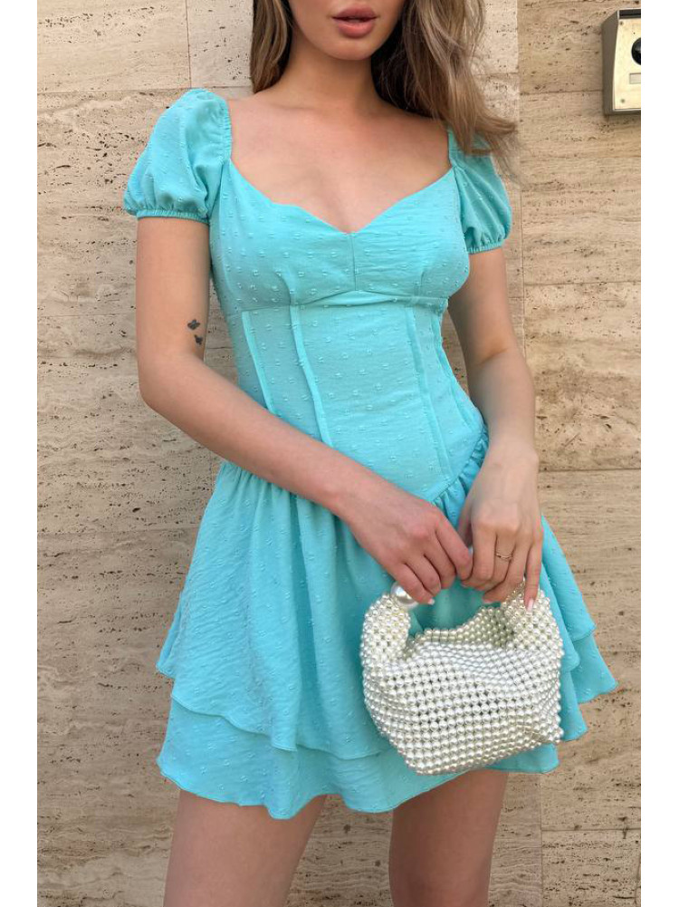 Платье-комбинезон с шортами женское голубого цвета 004 211039C