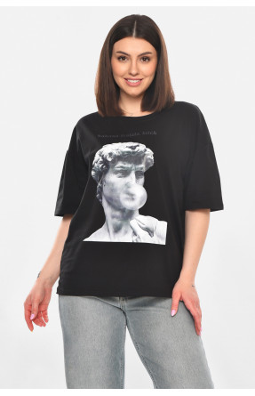 Футболка женская черного цвета с принтом 216 211040C