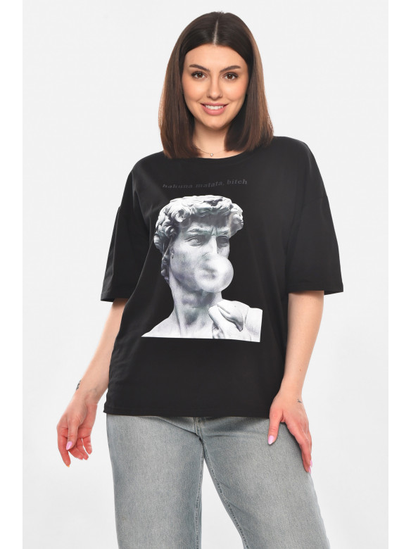 Футболка женская черного цвета с принтом 216 211040C