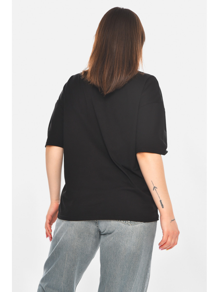 Футболка женская черного цвета с принтом 216 211040C