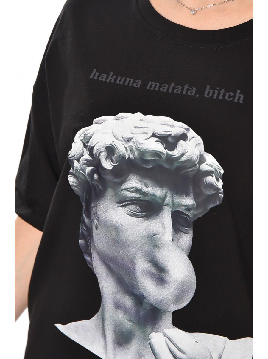 Футболка женская черного цвета с принтом 216 211040C