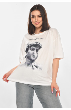 Футболка женская белого цвета с принтом 216 211044C
