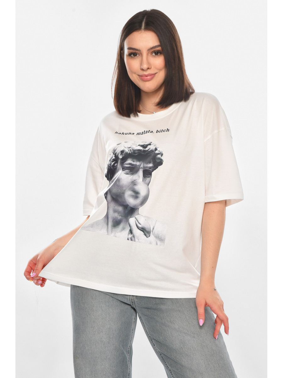 Футболка женская белого цвета с принтом 216 211044C
