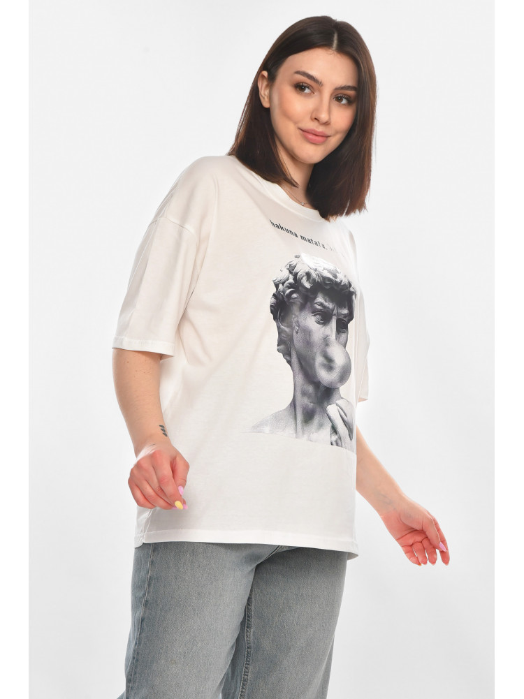 Футболка женская белого цвета с принтом 216 211044C