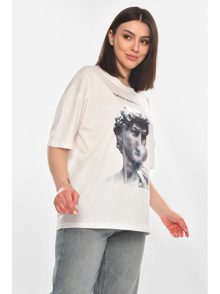 Футболка женская белого цвета с принтом 216 211044C