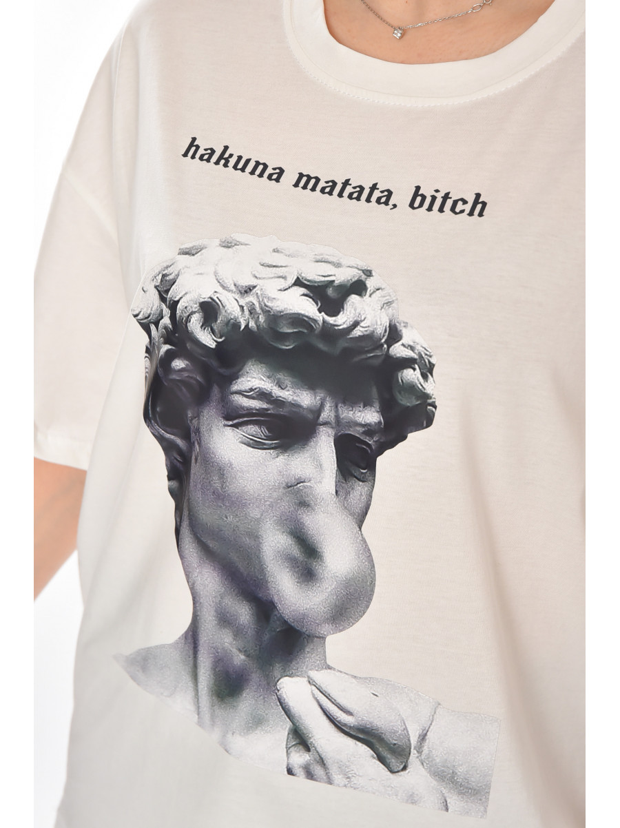 Футболка женская белого цвета с принтом 216 211044C