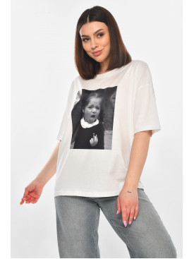 Футболка жіноча білого кольору з принтом 217 211046C