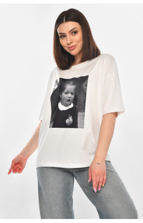 Футболка женская белого цвета с принтом 217 211046C