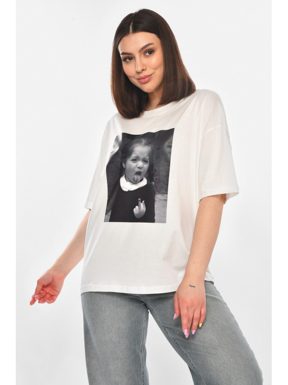 Футболка женская белого цвета с принтом 217 211046C