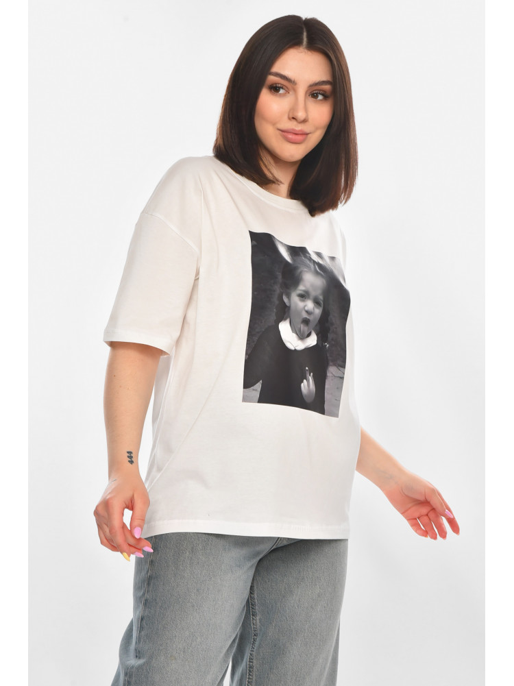 Футболка женская белого цвета с принтом 217 211046C