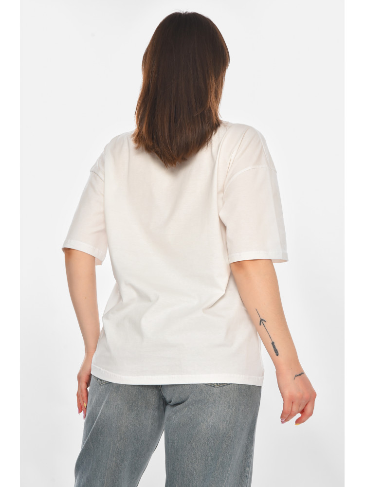 Футболка женская белого цвета с принтом 217 211046C
