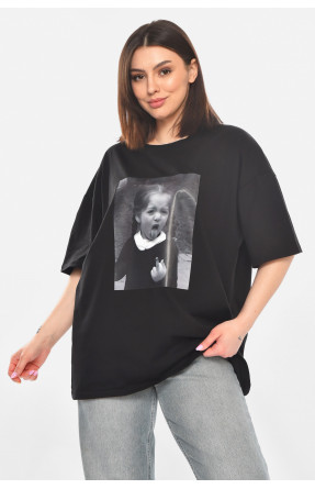 Футболка женская черного цвета с принтом 217 211048C