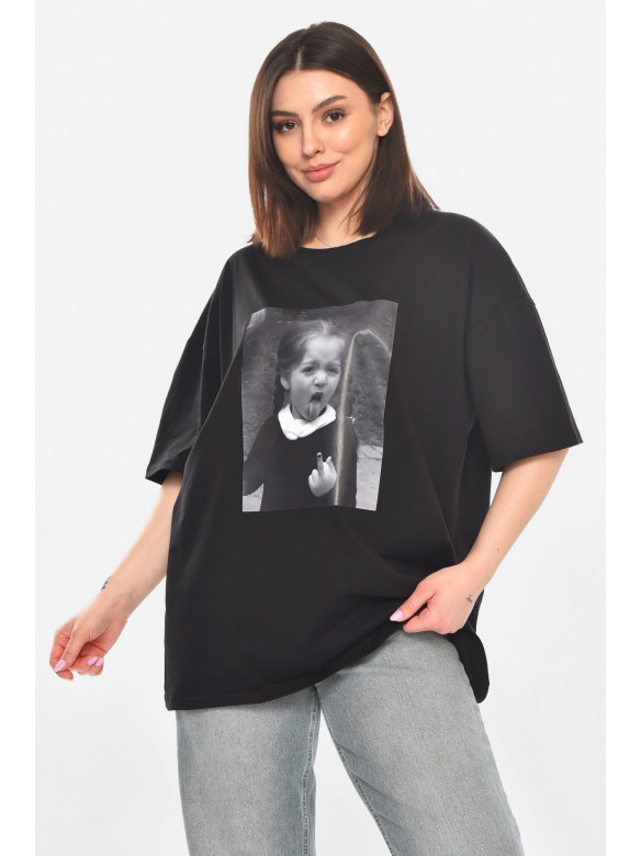 Футболка женская черного цвета с принтом 217 211048C