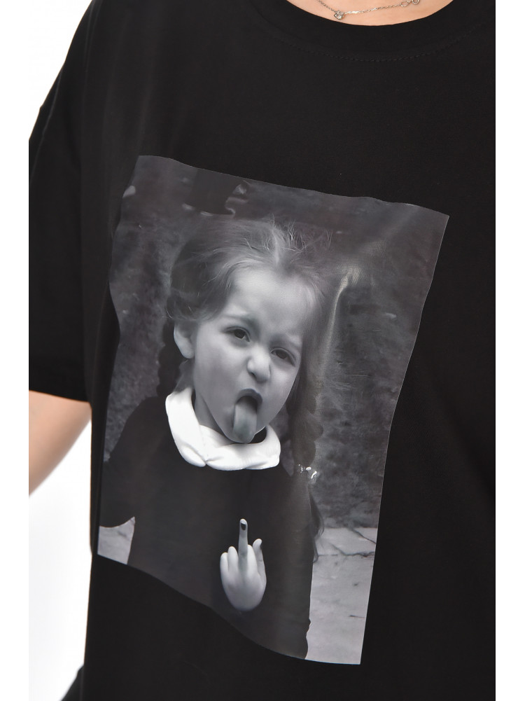 Футболка женская черного цвета с принтом 217 211048C