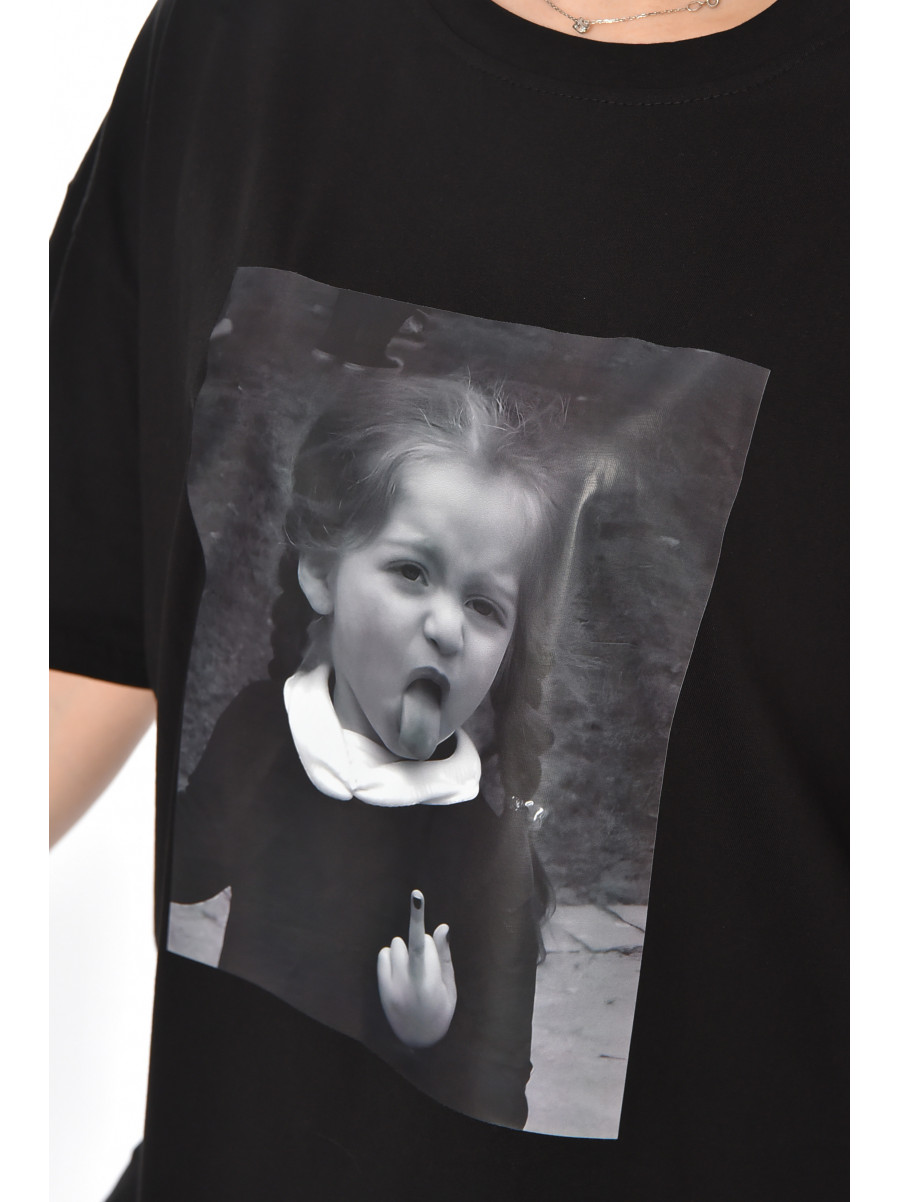 Футболка женская черного цвета с принтом 217 211048C