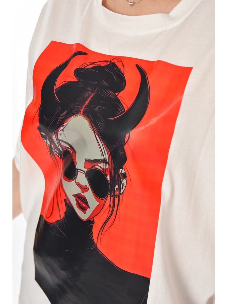 Футболка женская белого цвета с принтом 214 211049C