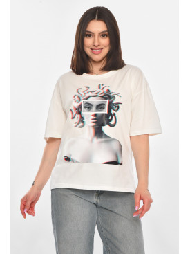Футболка женская белого цвета с принтом 215 211051C