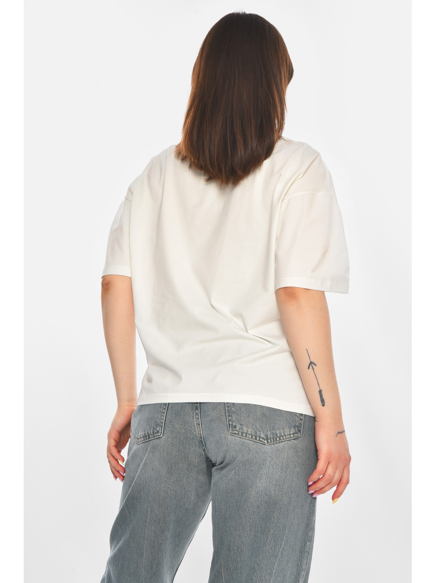 Футболка женская белого цвета с принтом 215 211051C