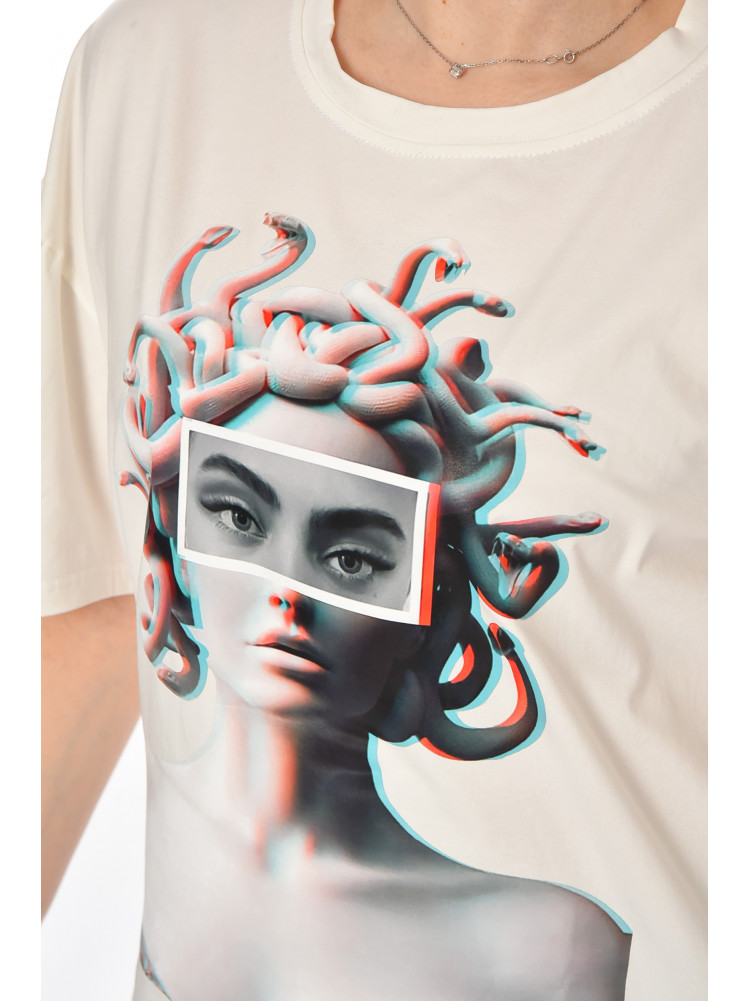 Футболка женская белого цвета с принтом 215 211051C