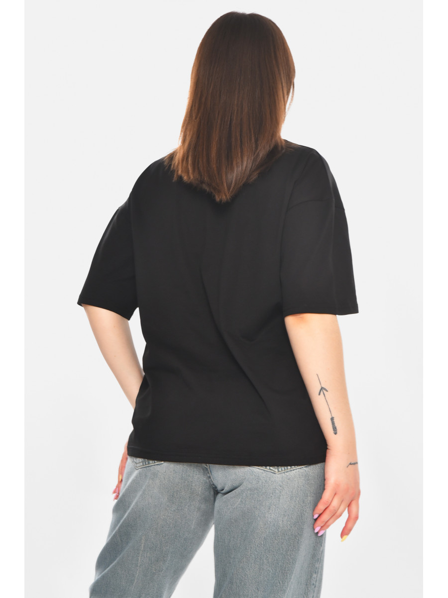Футболка женская черного цвета с принтом 215 211052C